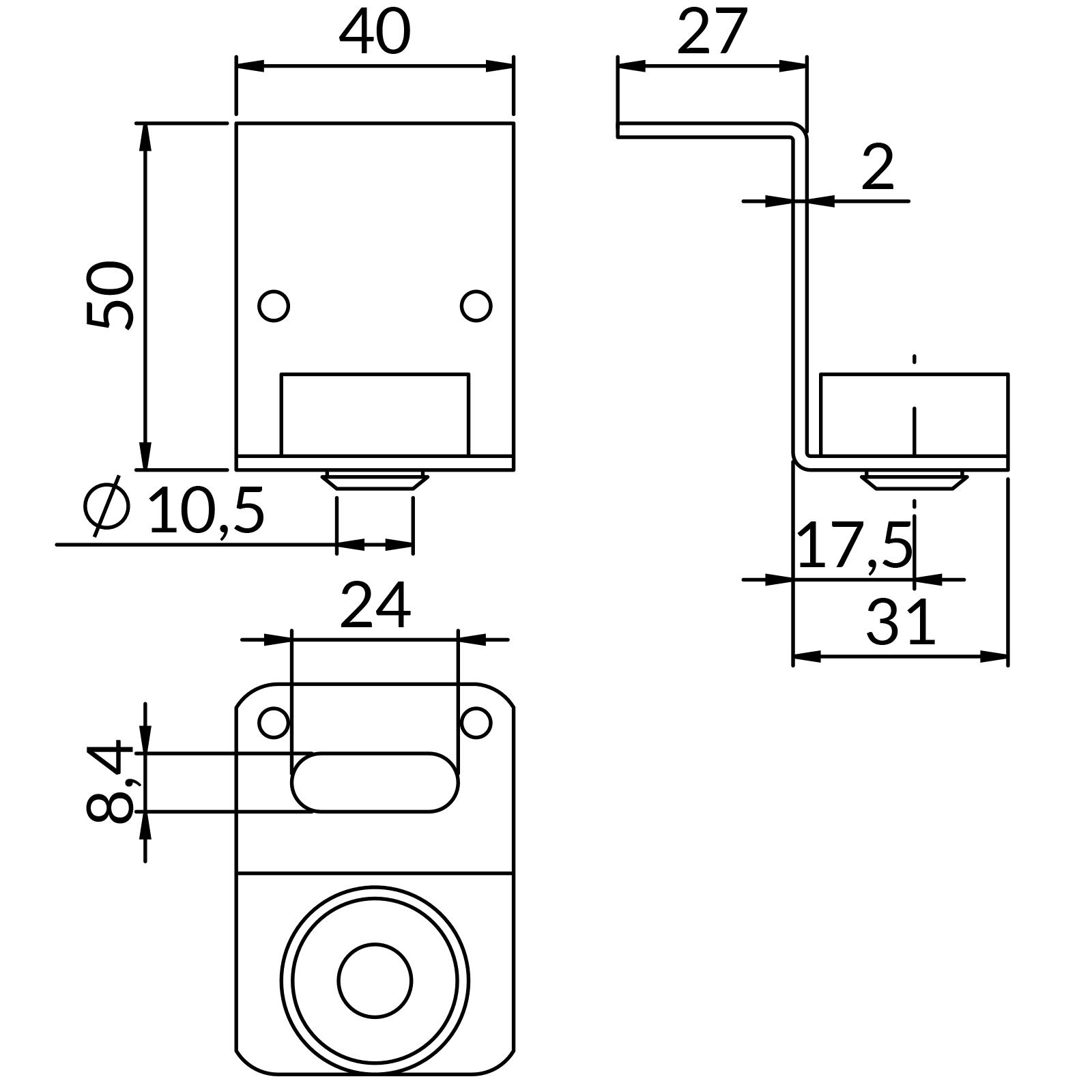 Mocowanie typu N-L, V, Z